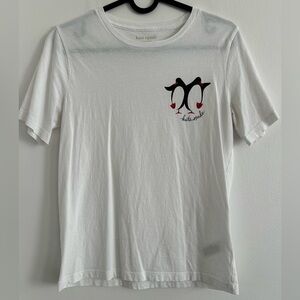 EUC XS Kate Spade Women’s tee white with penguins